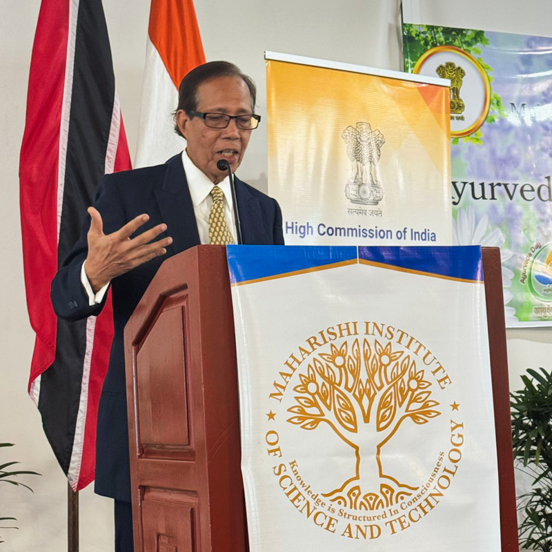 David Lee Sheng Tin, Director of the Maharishi Institute of Science and Technology, Trinidad and Tobago, presents the benefits of Ayurveda and integrative medicine and their contribution to a prevention-based health system in Trinidad and Tobago.